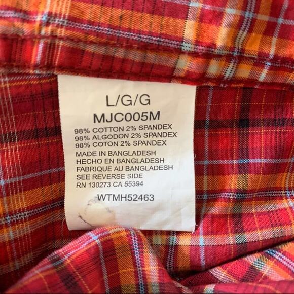 Wrangler 20X Competition Long Sleeve Western Snap Shirt Size L Red Plaid - Picture 10 of 11